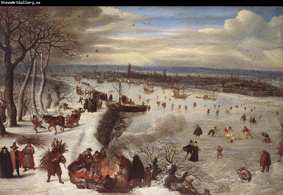 VALKENBORCH, Lucas van View of Antwerp with the Frozen Schelde tg